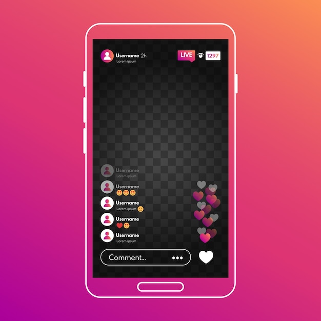 Live stream instagram interface concept | Free Vector