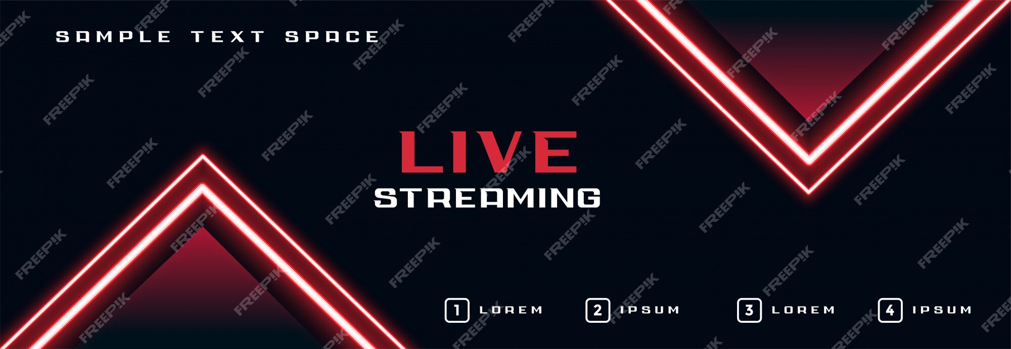 Free Vector | Live streaming banner with glowing neon lights line