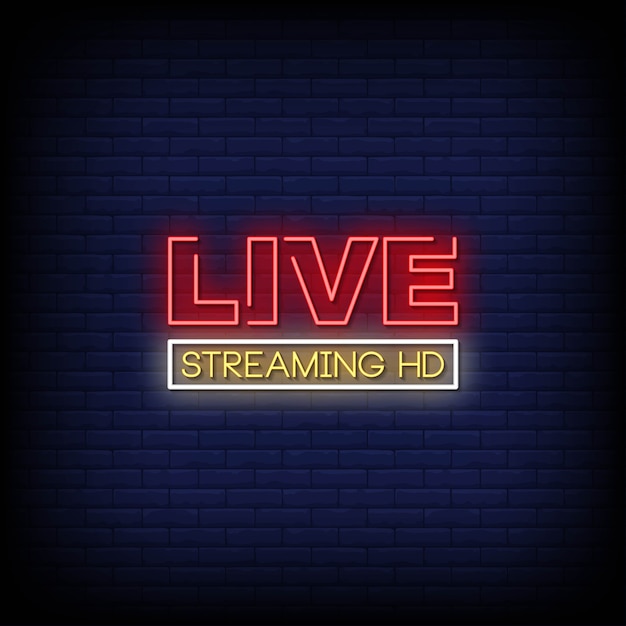 Premium Vector Live Streaming Hd Neon Signs Style Text