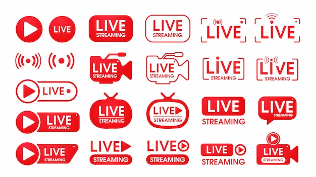 Premium Vector Live Streaming Icon Set
