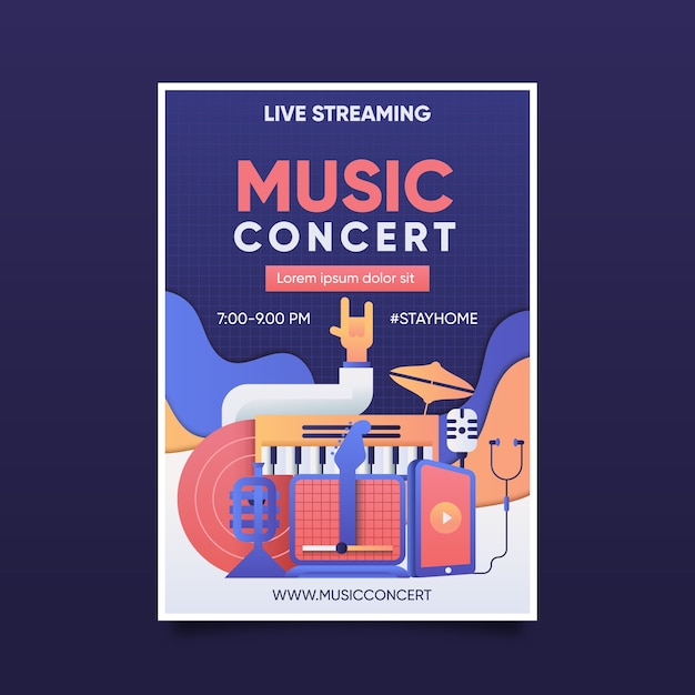 Free Vector | Live streaming music concert poster