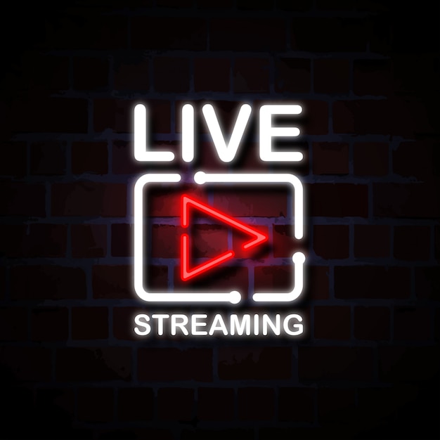 Premium Vector | Live streaming video neon style sign illustration