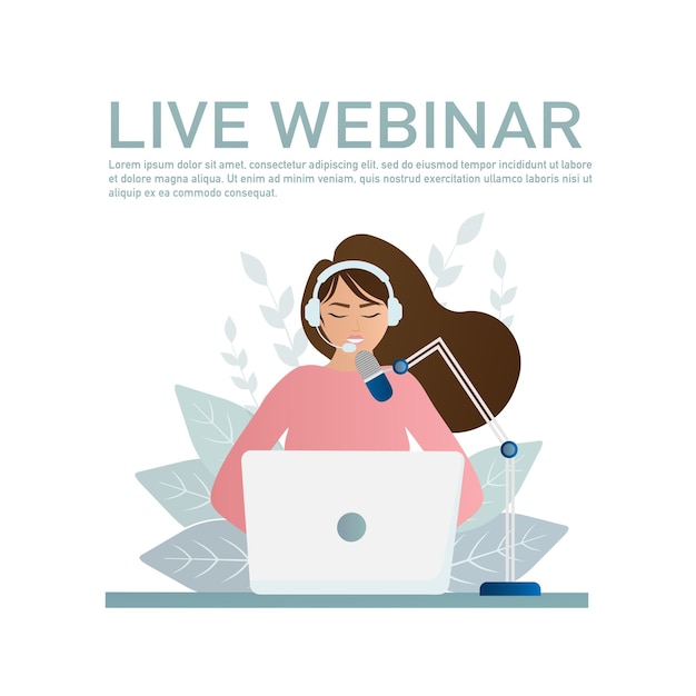 Premium Vector | Live webinar illustration in flat style with people.