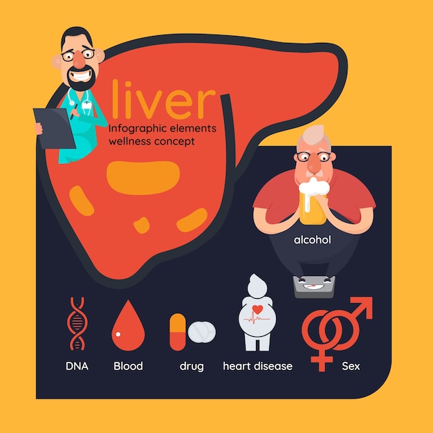 Premium Vector | Liver infographic elements wellness concept.