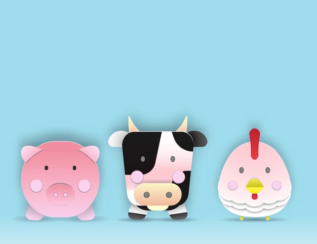 Download Livestock animal paper art with 3d layer space for some ...