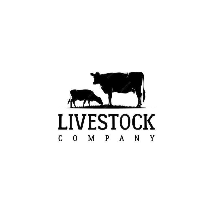  Livestock farm barn cattle angus cow logo design Premium Vector