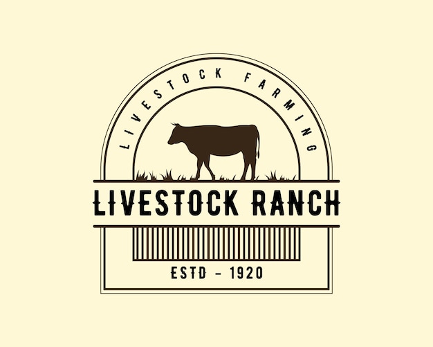 Premium Vector | Livestock western style vintage luxury logo with cow ...