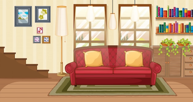 Free Vector | Living room background scene