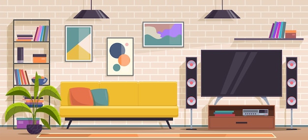 Premium Vector | Living room design illustration