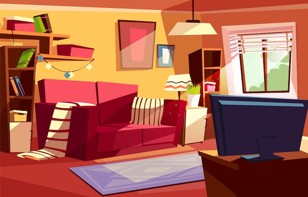 Download Living room illustration of modern or retro apartments interior. | Free Vector