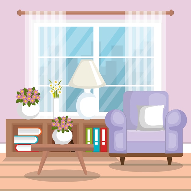 Premium Vector | Living room scene icon