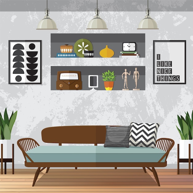 Living room vector | Premium Vector