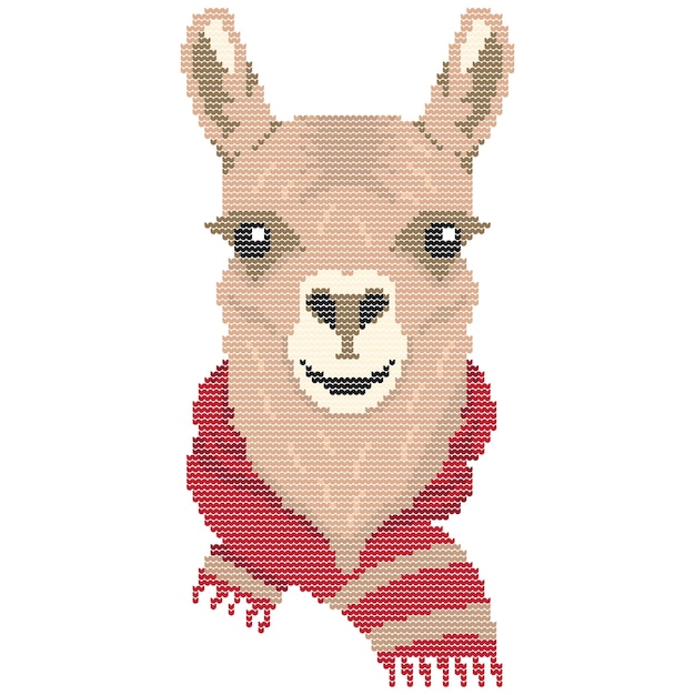 Download Llama animal with christmas scarf sweater knitted pixel ...