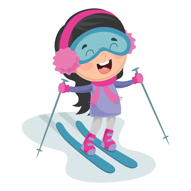 Premium Vector | Llustration of kid skiing