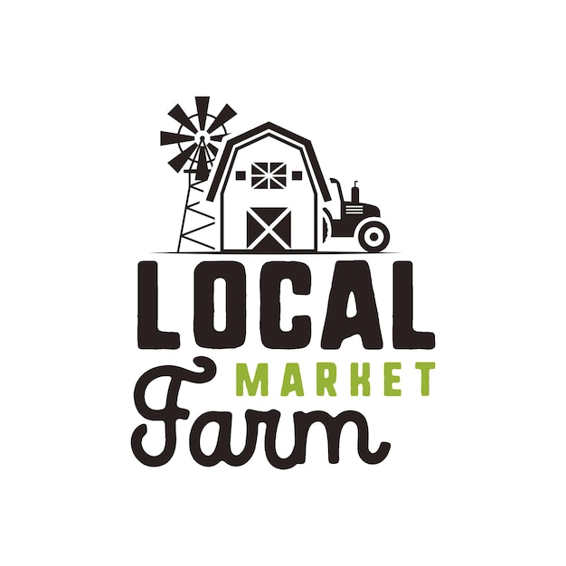 Premium Vector | Local farm market logo design and label template ...