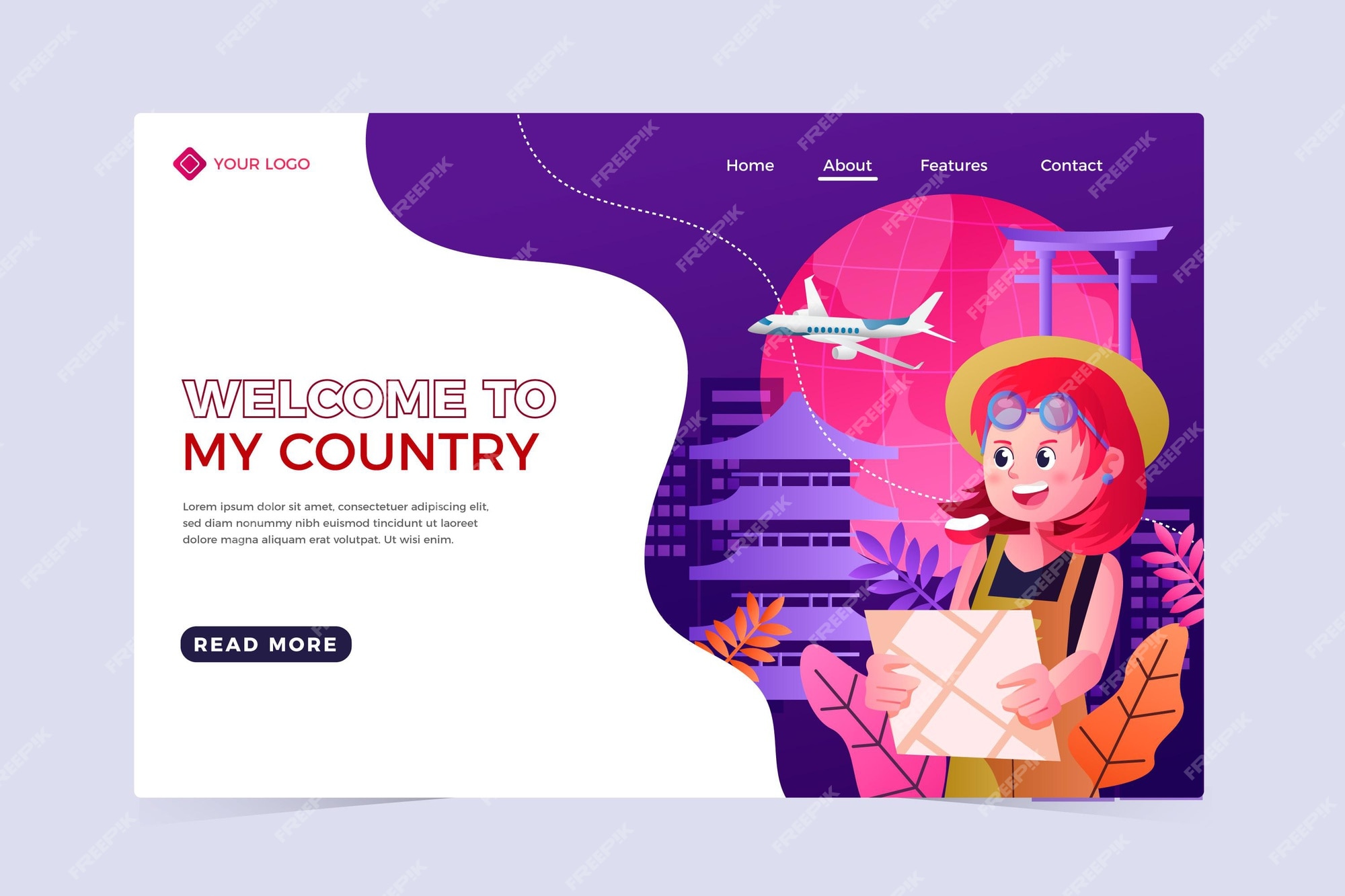 free-vector-local-tourism-landing-page