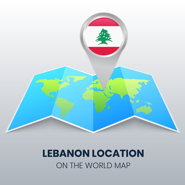 Premium Vector Location Icon Of Lebanon On The World Map Round Pin