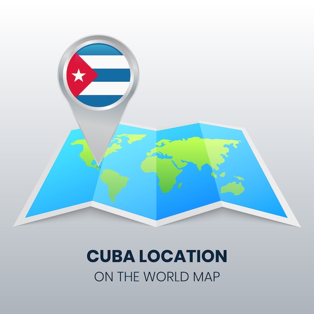 世界地図上のキューバの場所アイコン プレミアムベクター