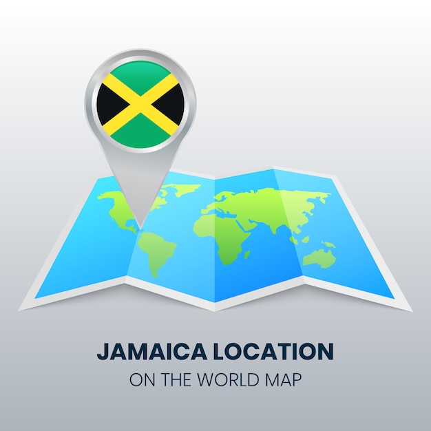 世界地図上のジャマイカの場所アイコン プレミアムベクター