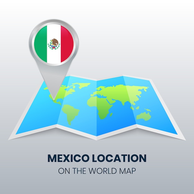 世界地図上のメキシコの場所アイコン プレミアムベクター