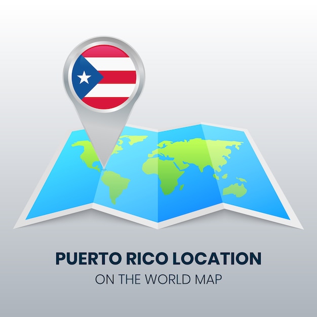 世界地図上のプエルトリコの場所アイコン プレミアムベクター