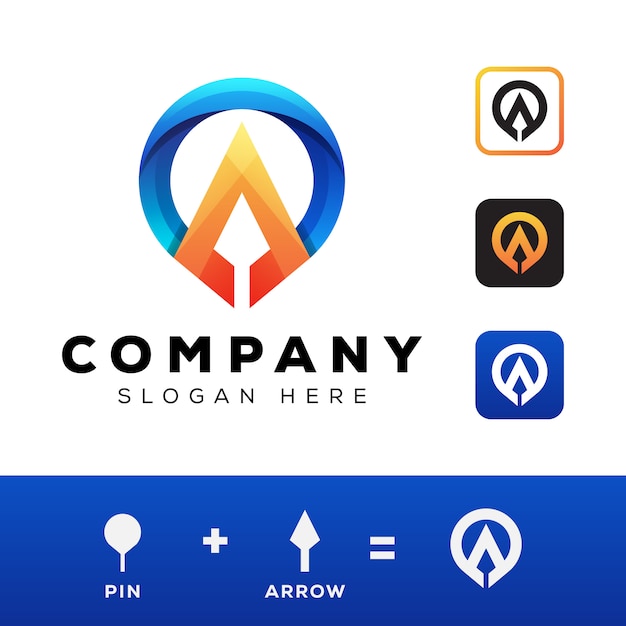 Download Free Location Target Pin With Arrow Business Logo Social And Use our free logo maker to create a logo and build your brand. Put your logo on business cards, promotional products, or your website for brand visibility.