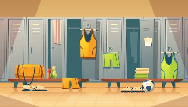 Locker or changing room for football, basketball team. Vector | Free ...