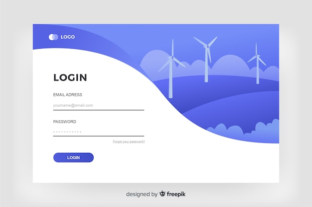 Log in landing page digital design Free Vector