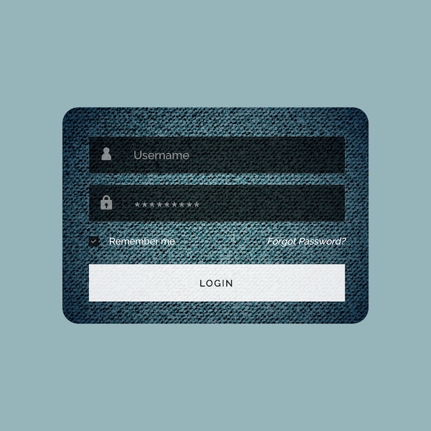 login form template in jeans texture style Free Vector login form template in jeans texture style Free Vector