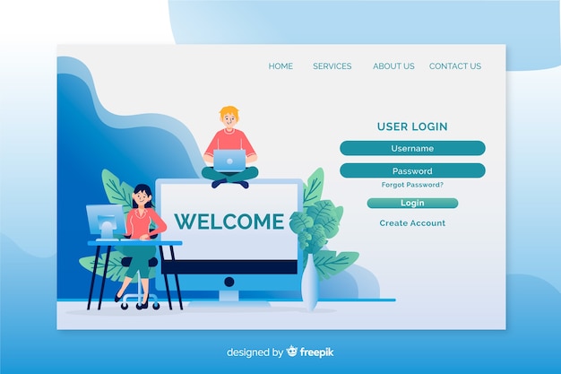 Download Premium Vector | Login landing page template flat design