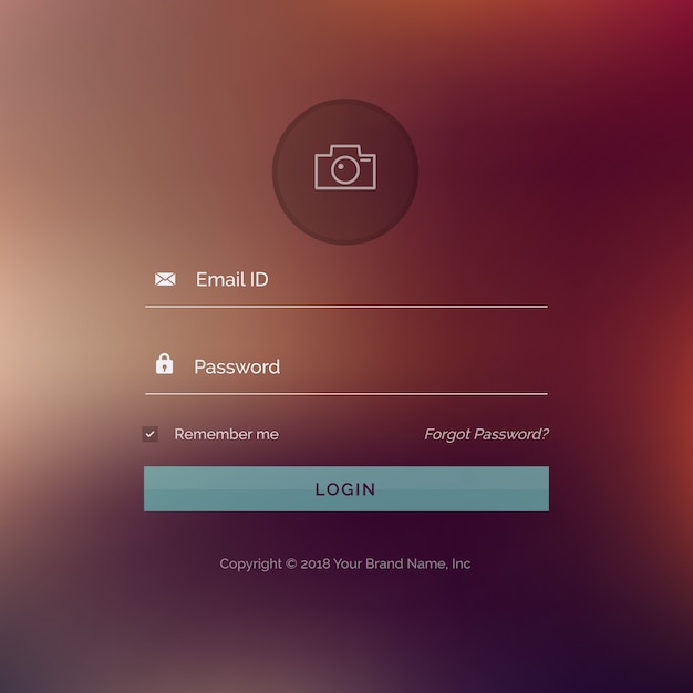 Free Vector Login Template With A Blurred Background