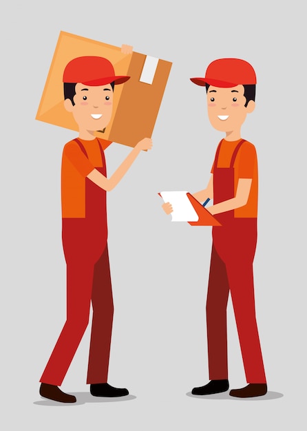 Logistic services with team delivery workers Free Vector