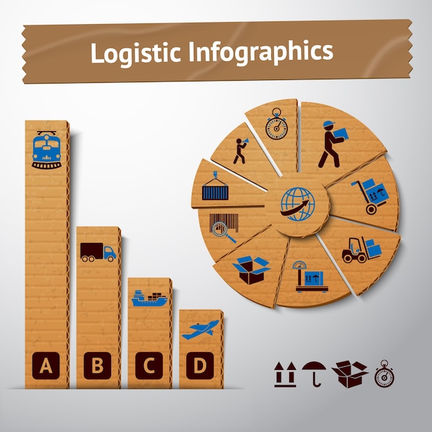 Logistic transportation service cardboard infographics elements for charts and graphs vector illustration Free Vector Logistic transportation service cardboard infographics elements for charts and graphs vector illustration Free Vector