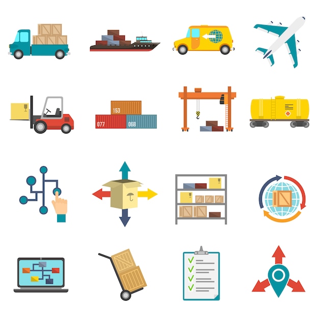 Free Vector | Logistics flat icons set