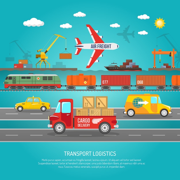 Logistics transportation details flat poster print | Free Vector