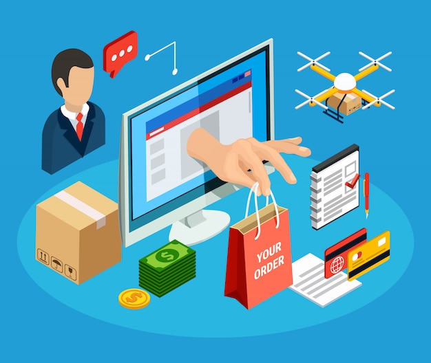 Download Free Vector | Logistics with online delivery service 3d isometric illustration