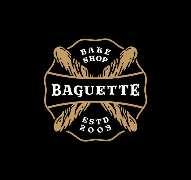 Premium Vector | Logo badge of baguette bread in vintage design.