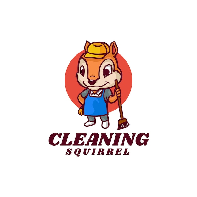 Premium Vector | Logo cleaning squirrel mascot cartoon style