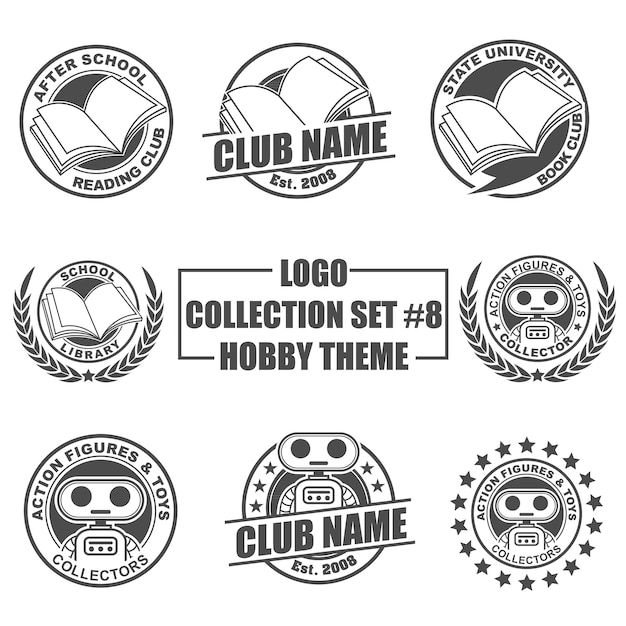 Download Free Logo Collection Set With Hobby Theme Premium Vector Use our free logo maker to create a logo and build your brand. Put your logo on business cards, promotional products, or your website for brand visibility.