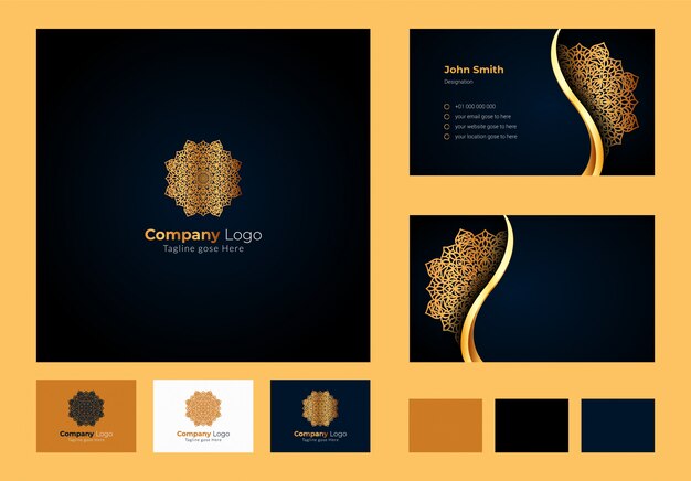 Logo design inspiration , luxury circular floral mandala, luxury business card design with ornamenta