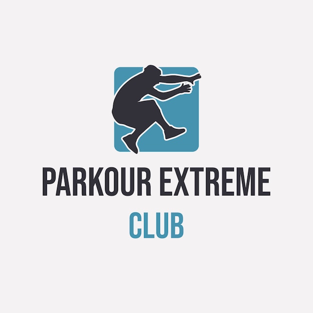 Premium Vector Logo Design Parkour Extreme Club With Silhouette Man Jumping Simple