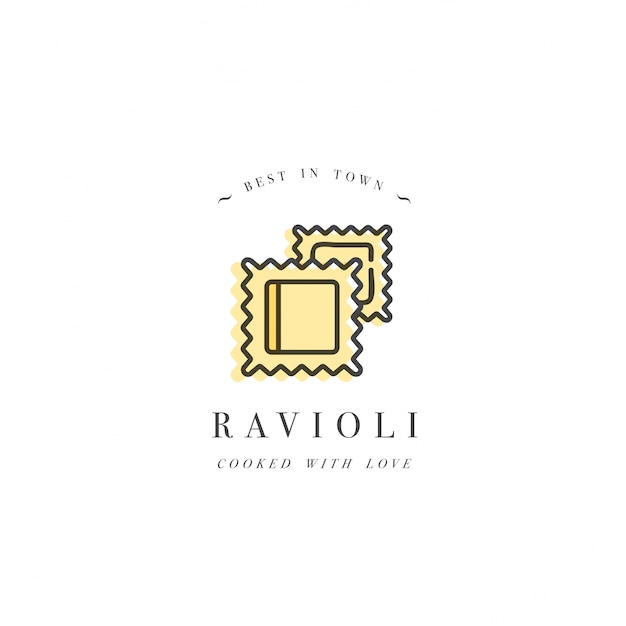 Shablon Dizajna Logotipa I Emblema Ili Znachok Italyanskaya Pasta Ravioli Linejnye Logotipy Premium Vektory