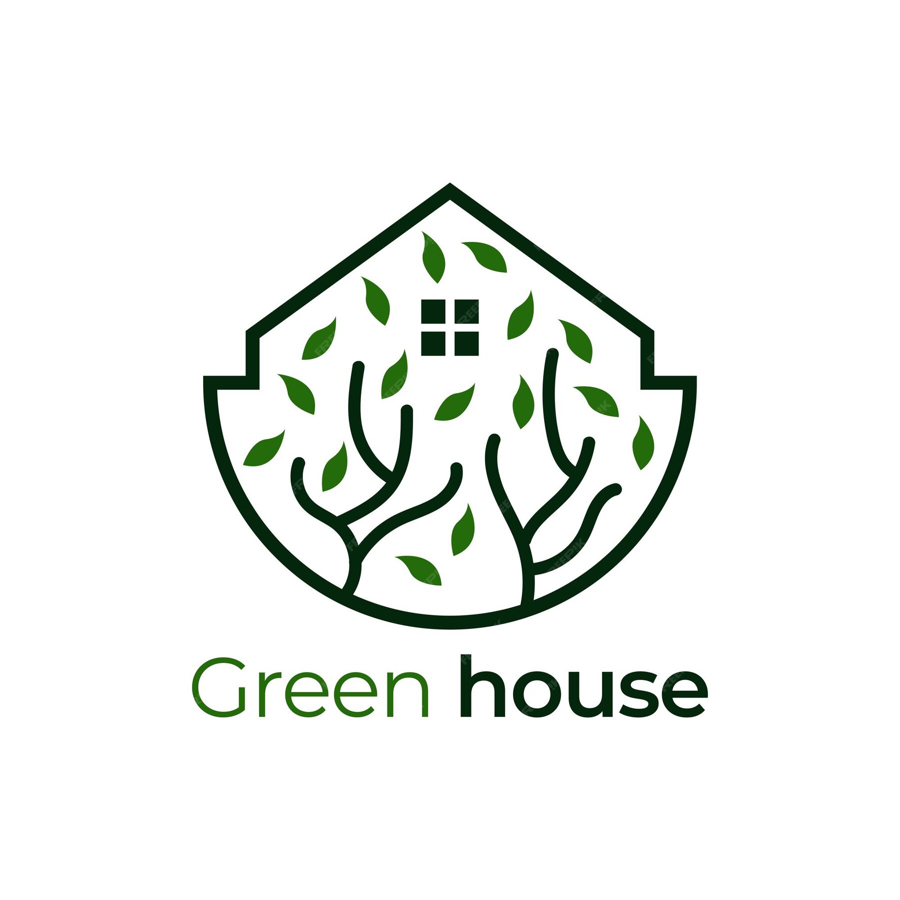 Premium Vector | Logo design template with house green and leaves icon