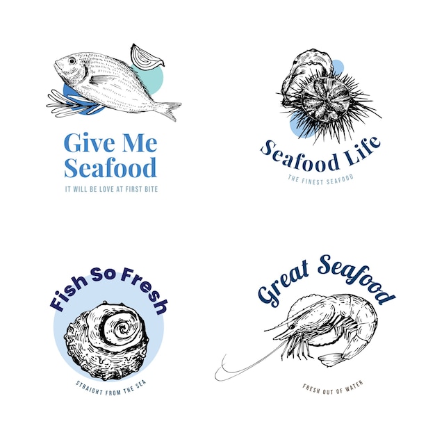 Free Vector | Logo design with seafood concept for branding and ...