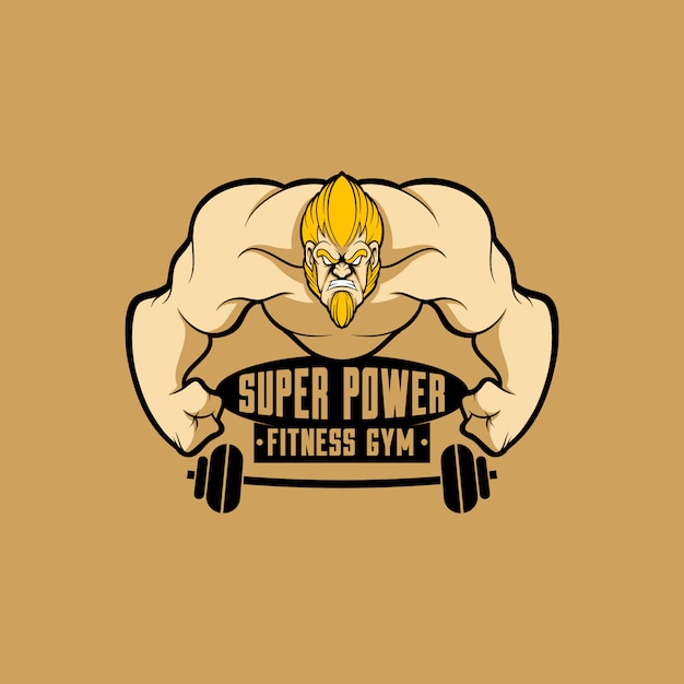Premium Vector | Logo fitness gym mascot logo with cartoon style