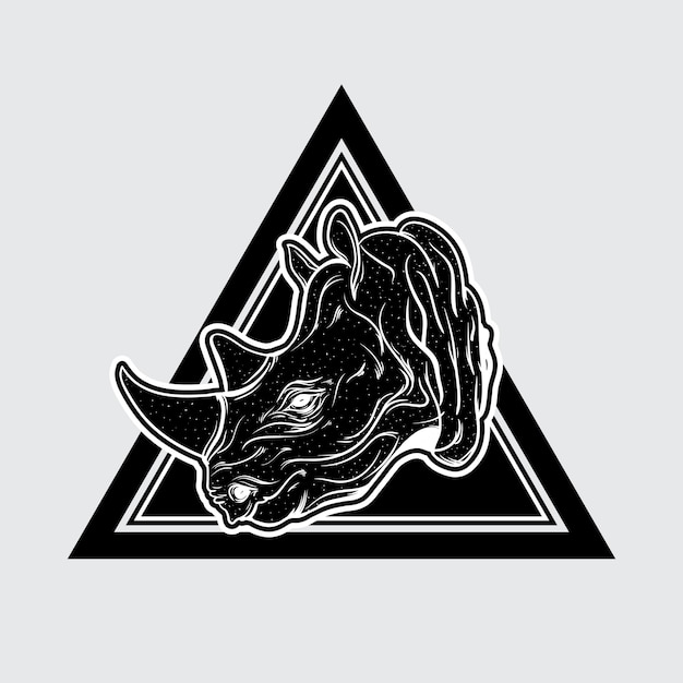 Logo head rhino Premium Vector