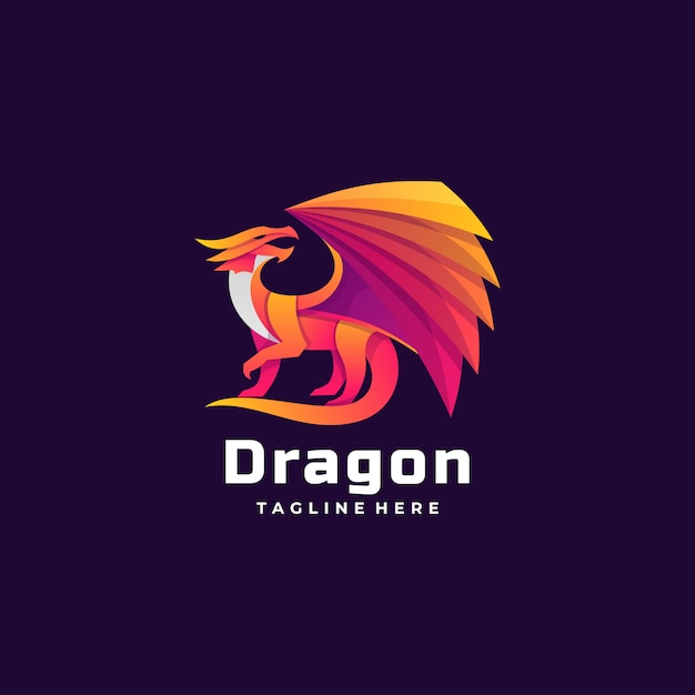 Logo illustration dragon gradient colorful style. | Premium Vector