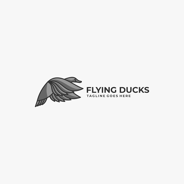 Premium Vector | Logo illustration duck flying line art style