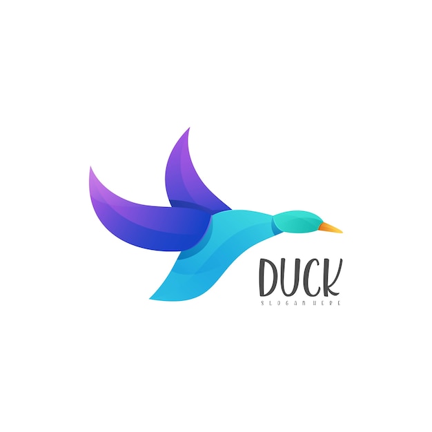 Premium Vector | Logo illustration flying duck gradient color