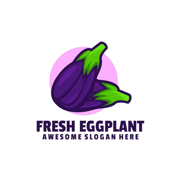 Premium Vector | Logo illustration fresh eggplant color mascot style.